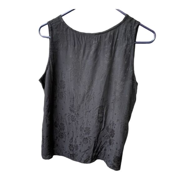 Channa’ size L black on black embroidered satin lace 2 piece tank & Cardigan - Picture 3 of 8